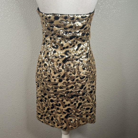 Milano Formals Black & Gold Sequin Special Occasion Prom Mini Dress Size 10 - Picture 4 of 6